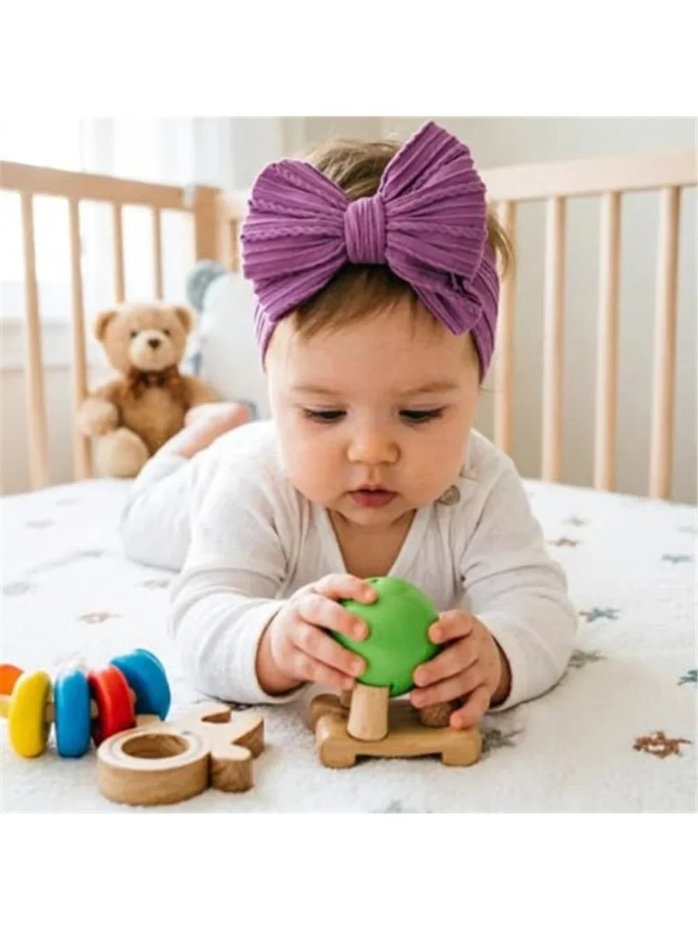 Baby Girl Bow Headbands 5 pk Nylon Stretchy Soft Newborn Infant Hair Accessories